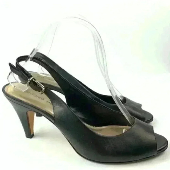 Antonio Melani heels sz 8.5 Black leather leather 90s Y2k - Picture 7 of 7
